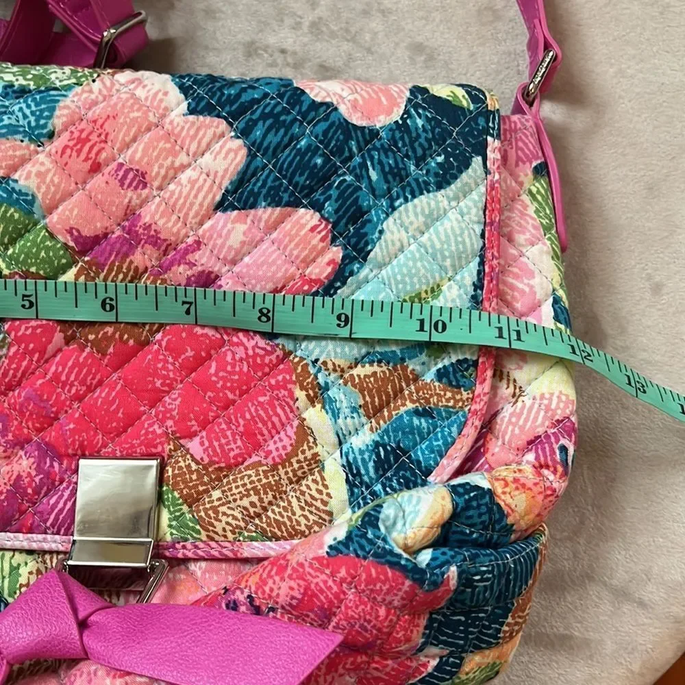 LN! Vera Bradley Fuscia Barbie Floral Pink Cotton Crossbody Shoulder Handbag!